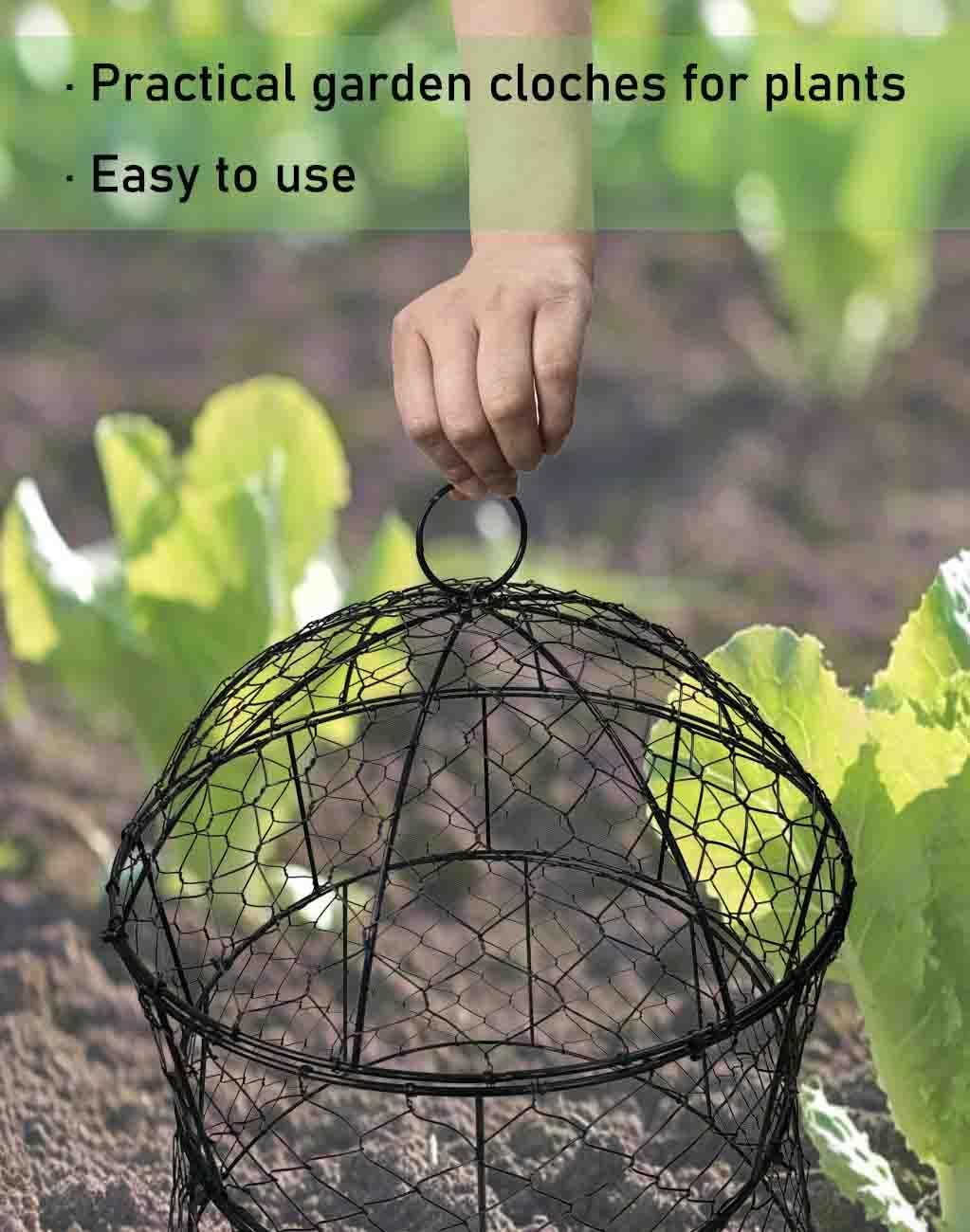 Garden Cloches for Plants 2 Pack Metal Plant Protectors from Animals Chicken Wire Cloche Updated Plant Cages for Outdoor Plants Vegetables Seedlings 13" D x 14" H