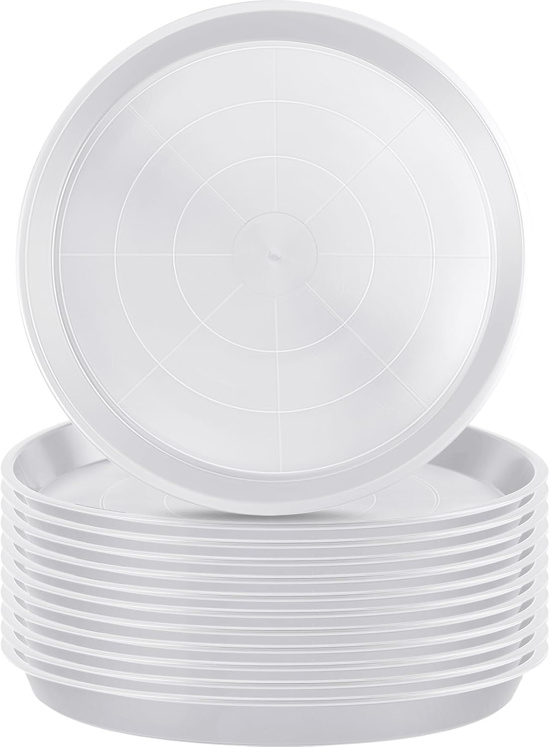 Eccliy 12 Pcs Plastic Plant Saucers Round Plant Tray Large Flower Pot Heavy Duty Planter Water Trays Thick Planter Drip Saucers for Indoors and Outdoors(16 Inch,White)