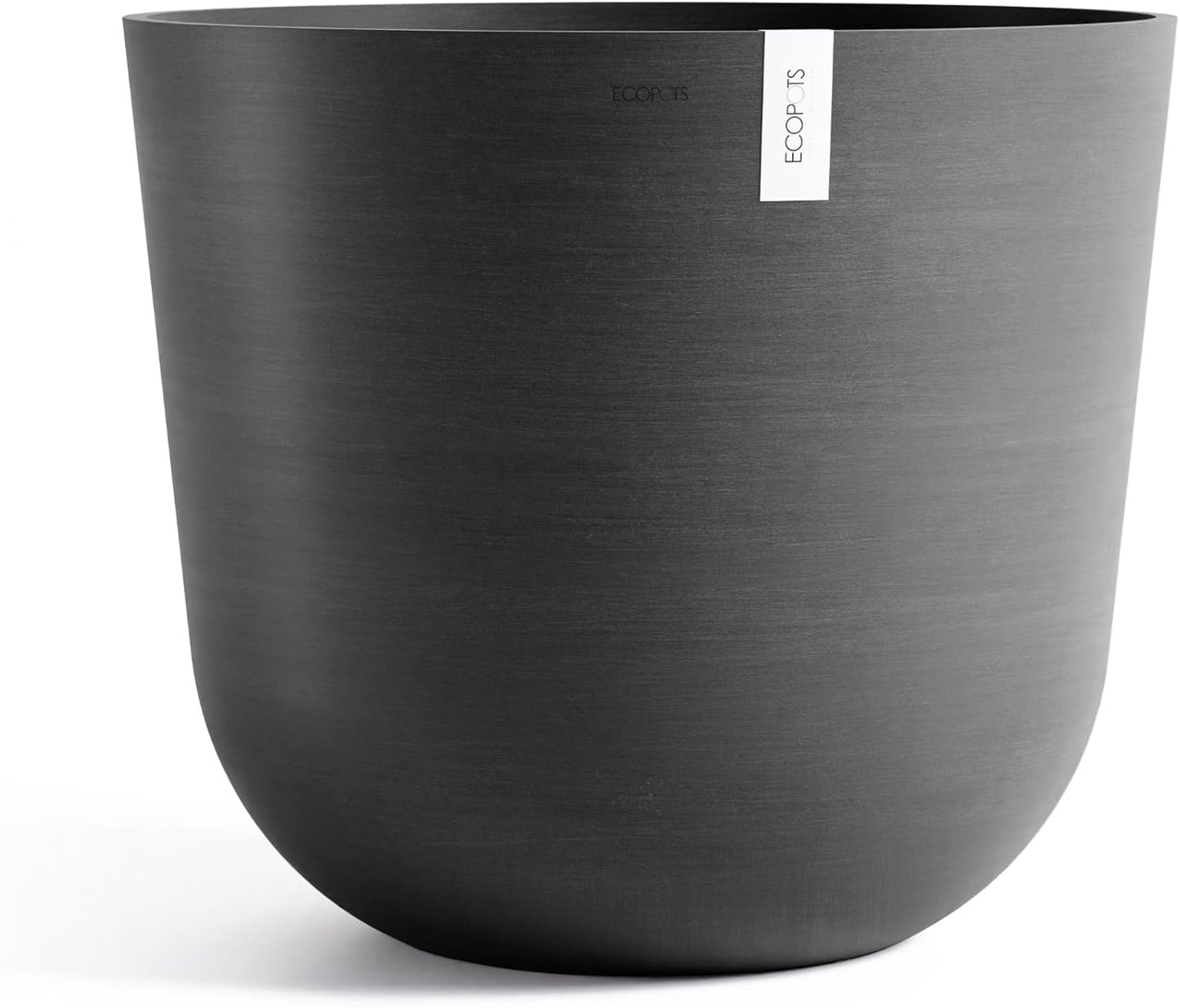 Ecopots Oslo Durable Modern Round Indoor/Outdoor Recycled-Based Composite Flower Pot Planter, Dark Grey, 25.5"