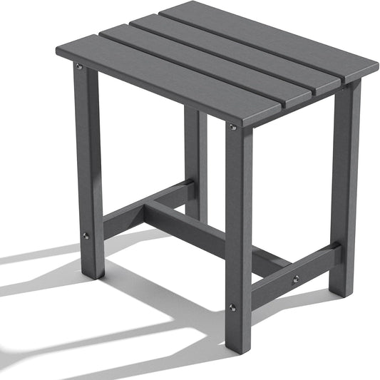Adirondack Outdoor Side Table, Weather-Resistant/Easy Maintenance Patio Side Table for Backyard, Pool & Porch, Patio End Table Durable & Stylish, 1-Tier, Grey