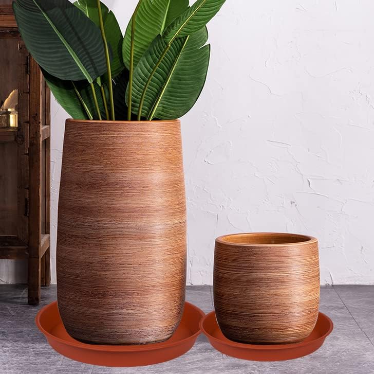 4 Pack of 18 19 inch Plant Saucer, Deep Heavy Duty Plastic Saucer 18" Round, Plant Tray for Pots, Plant Saucers for Indoors, Plant Trays for Planter 17-20" (19 inch, Terracotta)