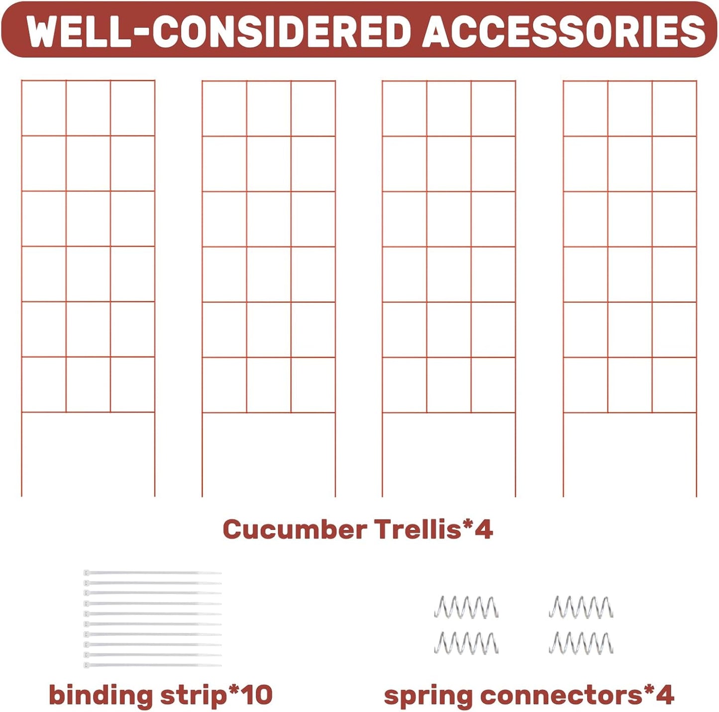 DOEWORKS Cucumber Trellis, 56" High Foldable A Frame Garden Trellis, 2 Pack, Plant Support for Climbing Cucumber, Beans, Tomatoes, Flowers, Red