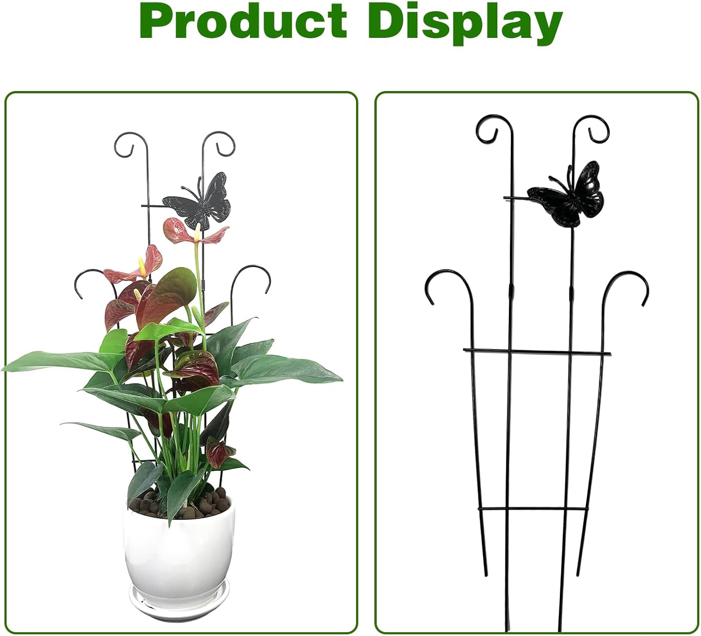 23 Inch Plant Trellis for Potted Plants, Sturdy Metal Houseplant Trellis for Climbing Plants Indoor Outdoor, Rust-Resistant Plant Support for Monstera Pothos Ivy, 2 Pack