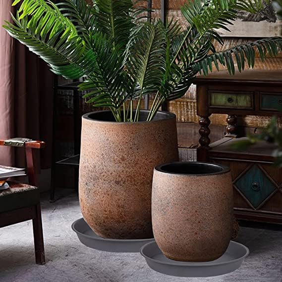 2 Pack of Bird Bath Bowl 12", 1.6" Depth, 10 12 inch Birdbath Bowls Dish Only for The Garden, Large Plant Saucer (12", Gray)