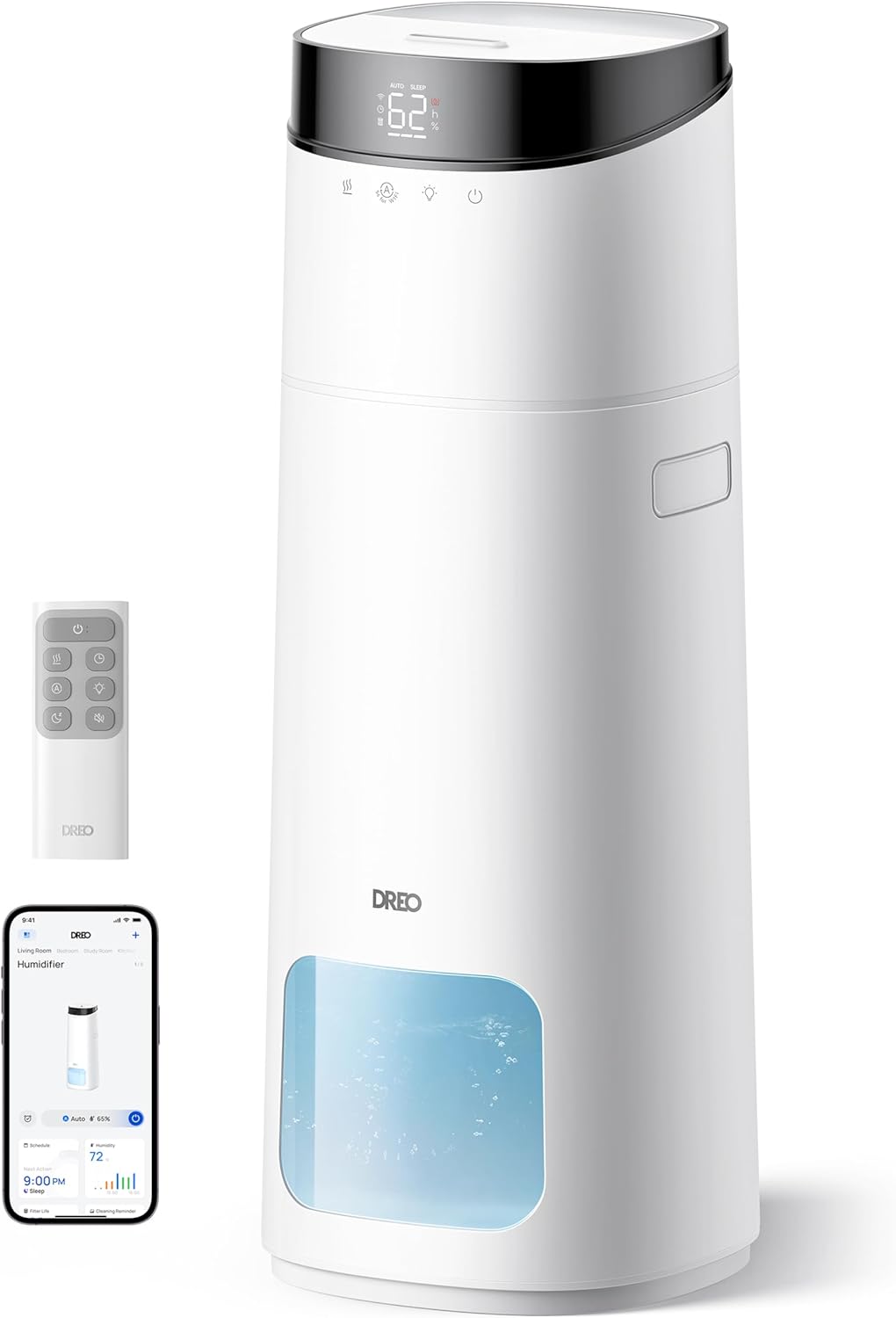 Dreo 16L Smart Humidifier Large Room 1000 ft², 130H Cool Mist Air Humidifiers for Bedroom Plants Baby, Top Fill, Remote/Touch/Voice & APP Control, Self-Cleaning Tank, 30dB, RGB Light, HM755S White