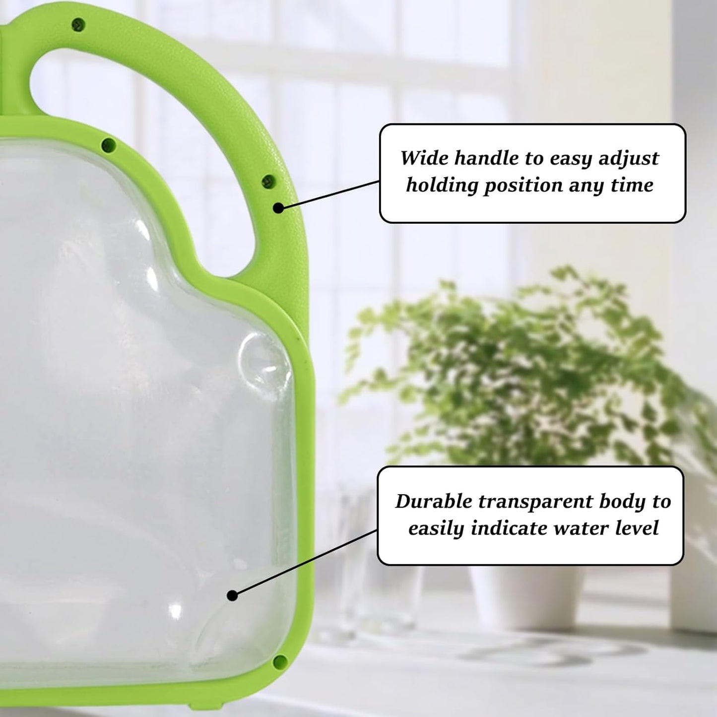 Foldable Watering Can 0.8 Gallon Transparent Plastic with Long Spout & Ergonomic Handle, Compact for Indoor Outdoor Plants（Green）