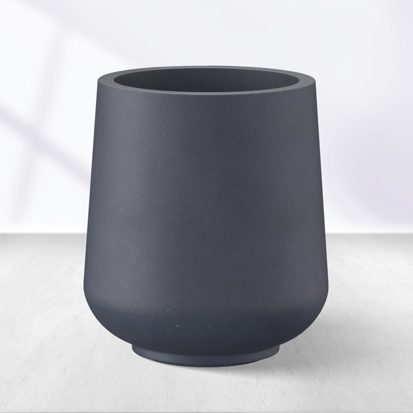 Kante 15.3" Dia Round Concrete Planter, Outdoor Indoor Large Plant Pots Containers with Drainage Hole and Rubber Plug for Home Garden Patio, Dark Gray