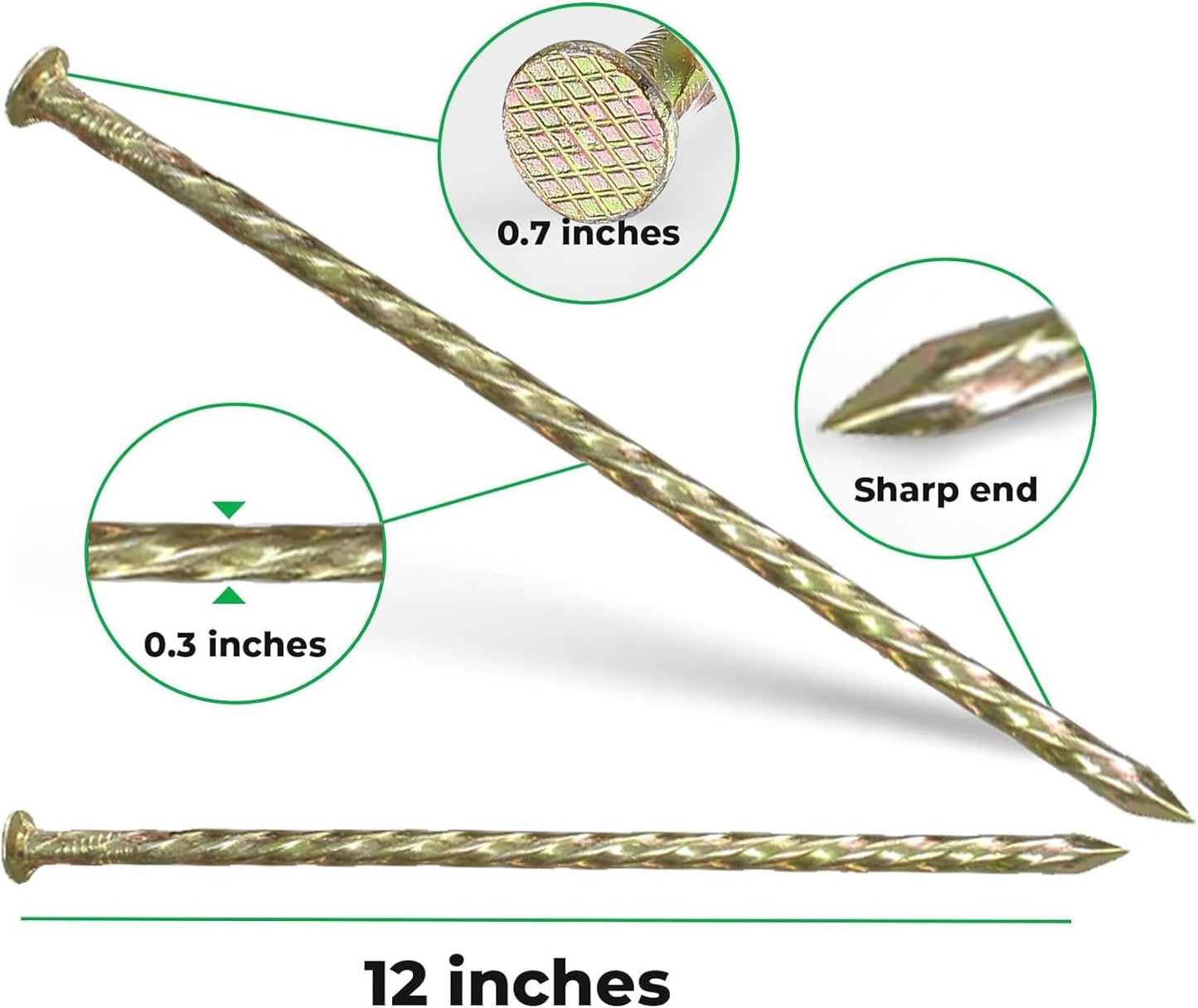 12 Inch Galvanized Heavy Duty Spiral Landscape Spikes, Metal Garden Stakes Edging Anchoring Spikes for Artificial Turf, Paver Edging, Weed Barrier, Tent, Camping, Carpentry,（ 40 Pack）