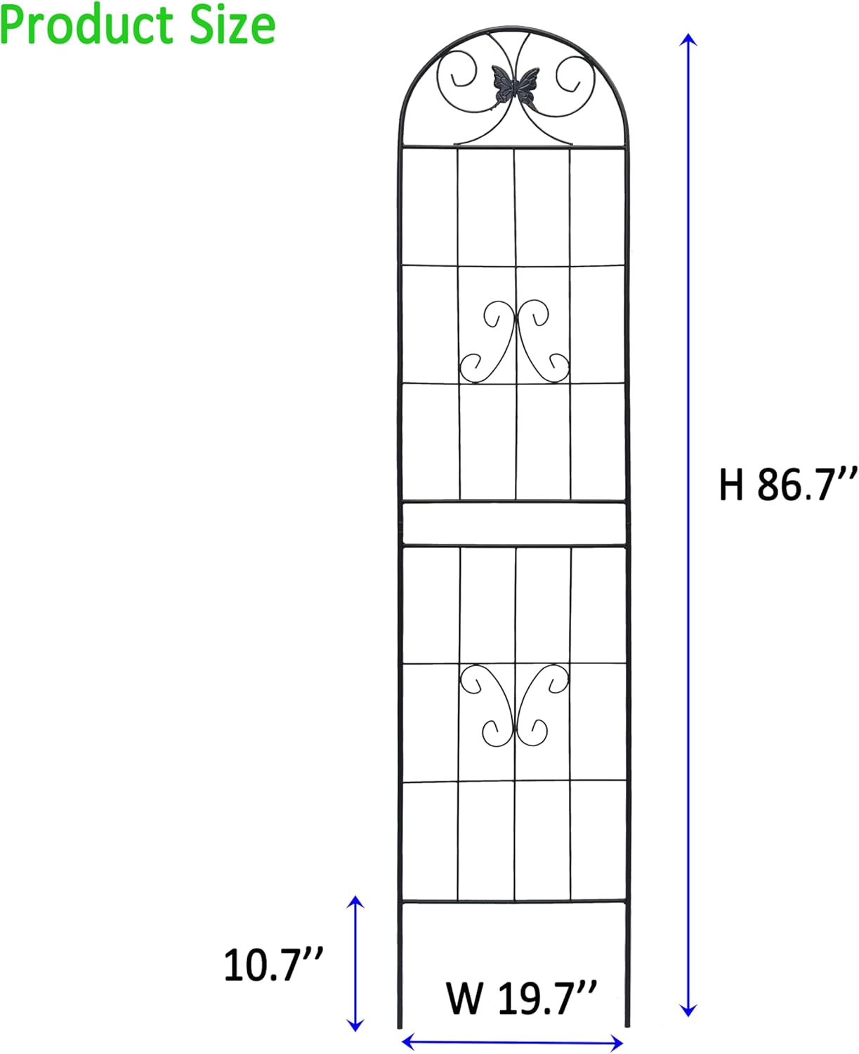 4 Pack Garden Trellises with Black Metal Coating, Trellis for Climbing Plants Outdoor, Roses, Vegetables, Vines, Cucumbers-19.7×86.7 inches.