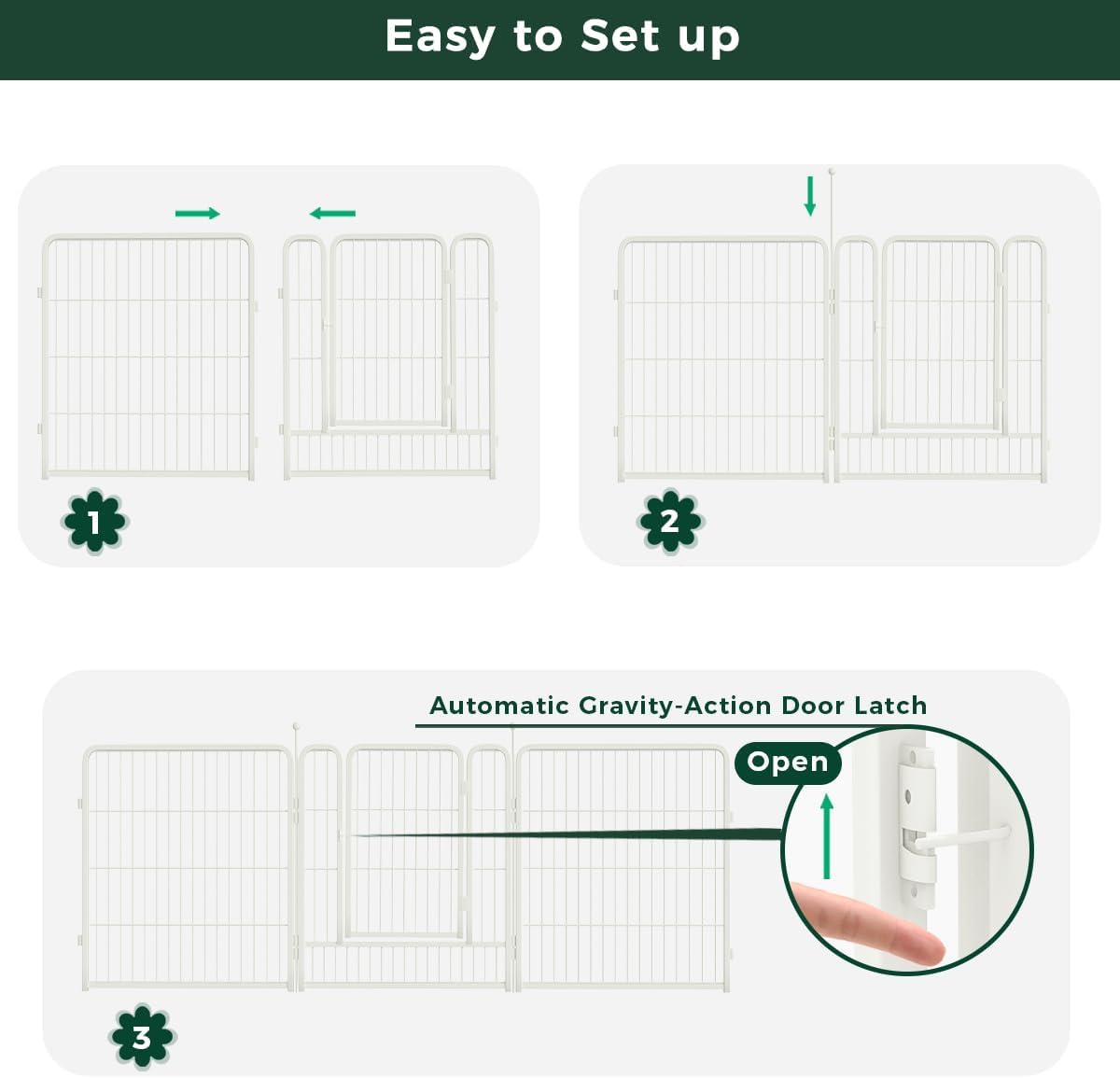 FXW Garden Fence Outdoor for The Yard – 32in(H) x 54.7ft(L) Heavy Duty Metal Animal Barrier for Dog and Rabbit, Decorative Dog Fence, 24 Panels, White