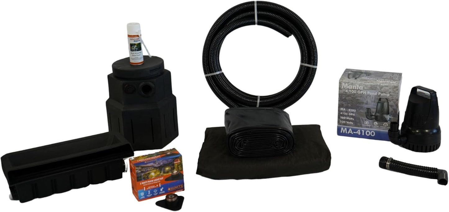 HALF OFF PONDS Pond Free Cascade 4100 Waterfall Kit with 10' x 30' PVC Liner and 4,100 GPH Pump - PVCPMDP2