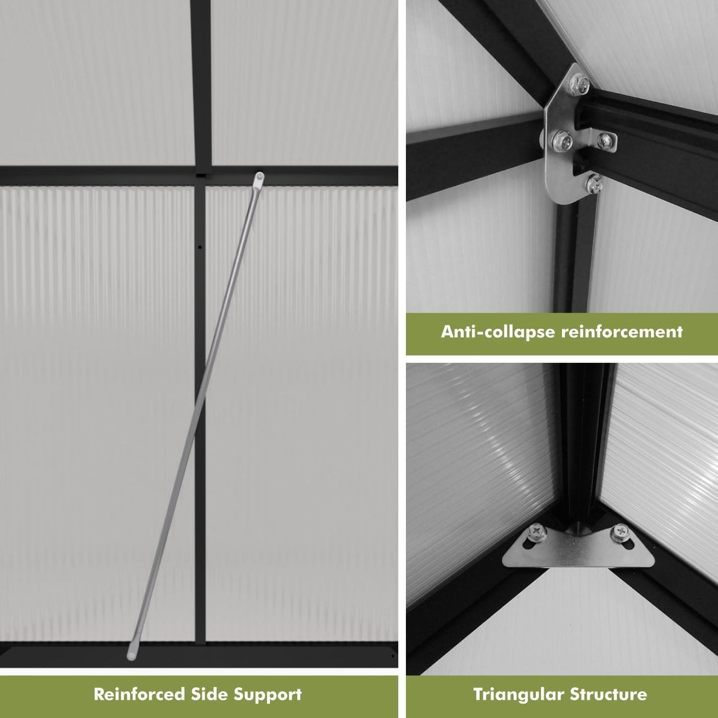 4x6FT Outdoor Greenhouse, Polycarbonate Green House, Small Walk-in Greenhouse with Vented Roof Window, Windproof Aluminum Frame with Quick-Installation Structure, Suitable for Gardening