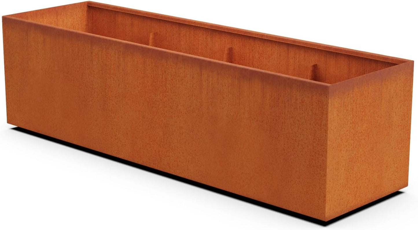 Extra Large Corten Steel Planter 84x24x24 Inch - Large Rectangular Planters for Outdoor Plants, Metal Raised Garden Bed and Patio Divider