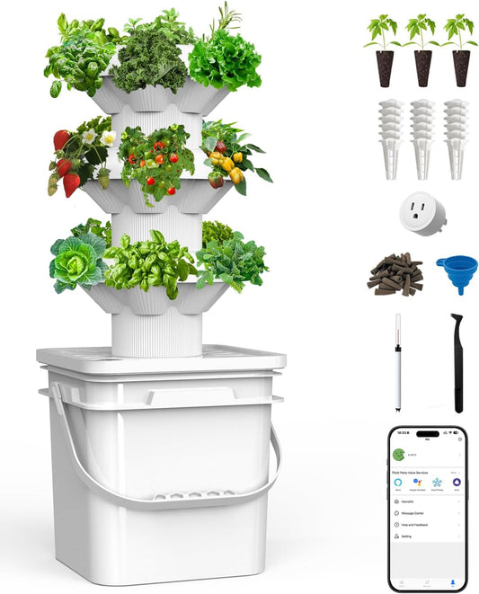 18 Plants hydroponic Growing System kit, hydroponic Tower Indoor Garden, 10-Liter Large-Capacity Water Tank Circulation, soilless Planting Vegetables and Fruits,Suitable for Indoor and Outdoor