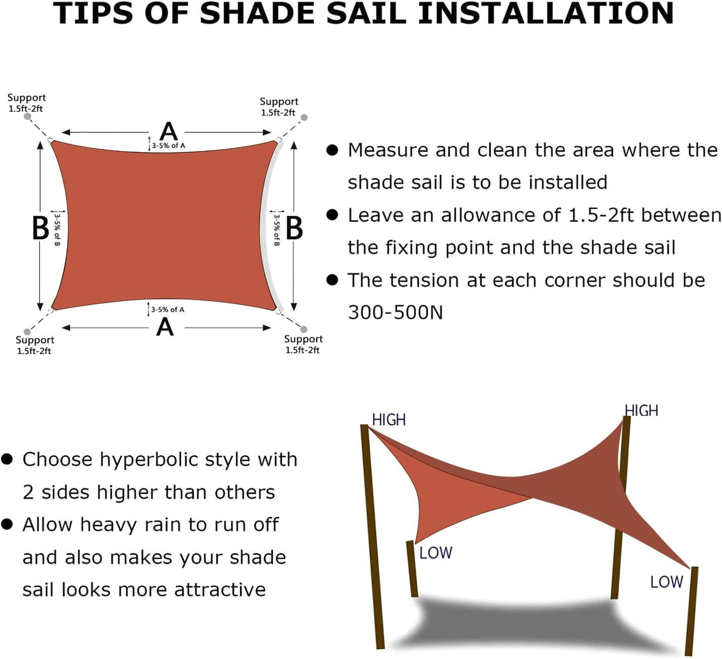 KANAGAWA 6'X7' Rust Red Custom Size Sun Shade Sail Rectangle UV Block Canopy Cover for Patio Backyard Lawn Garden Outdoor (Customized Available)