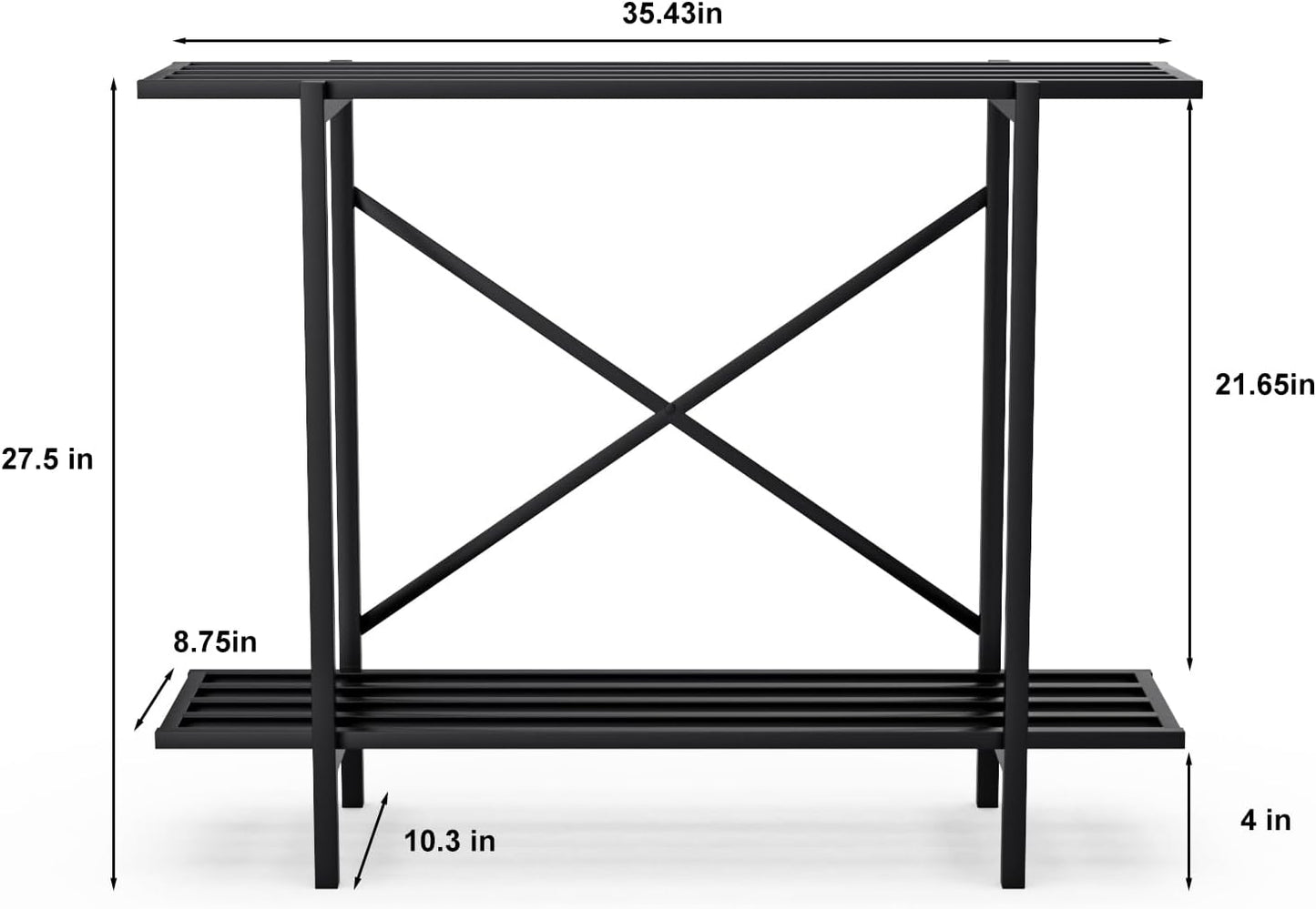 Zhongma 2 Tier Metal Sturdy Heavy Plant Stand, Narrow Plant Stand Indoor and Outdoor, L35.43 x W10.3 x H27.5 inch, 440 LBS Capacity & Heavy Duty Construction