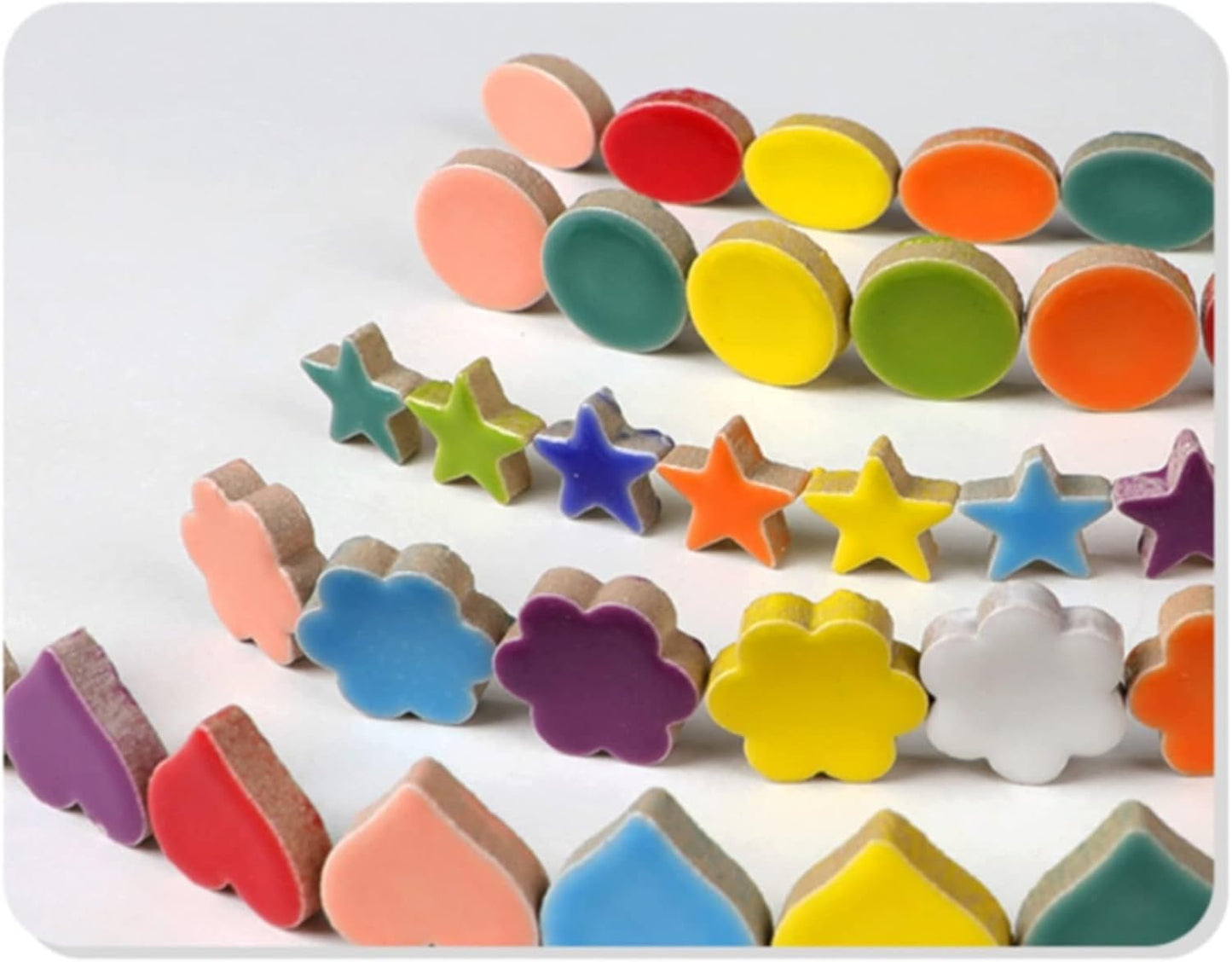 1.5x1.5 cm Ceramic Mosaics Pieces Stained Glass, Assorted Colors and Flowers Shapes, 44pcs/100g (Flowers Mix)