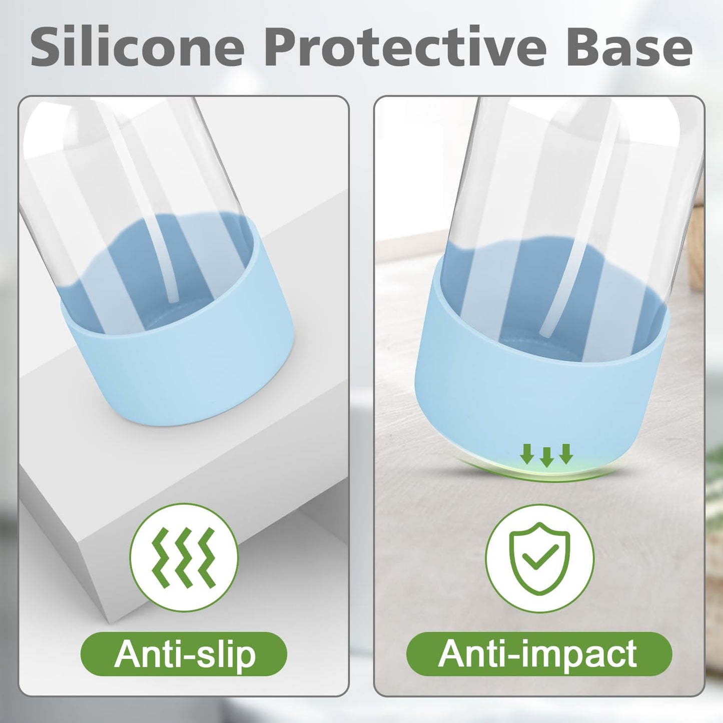 Glass Spray Bottles with Silicone Sleeve Protection, Empty 16 oz Refillable Containers, Reusable Spray Bottles with Adjustable Nozzle for Hair, Cleaning Solutions, Essential Oils 1 Pack Blue