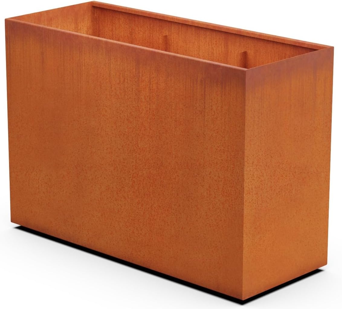 Extra Large Corten Steel Planter, 60x24x42 Inch | Large Rectangular Planters for Outdoor Plants & Privacy Screens | Heavy Duty Metal Planter Box, Made in USA