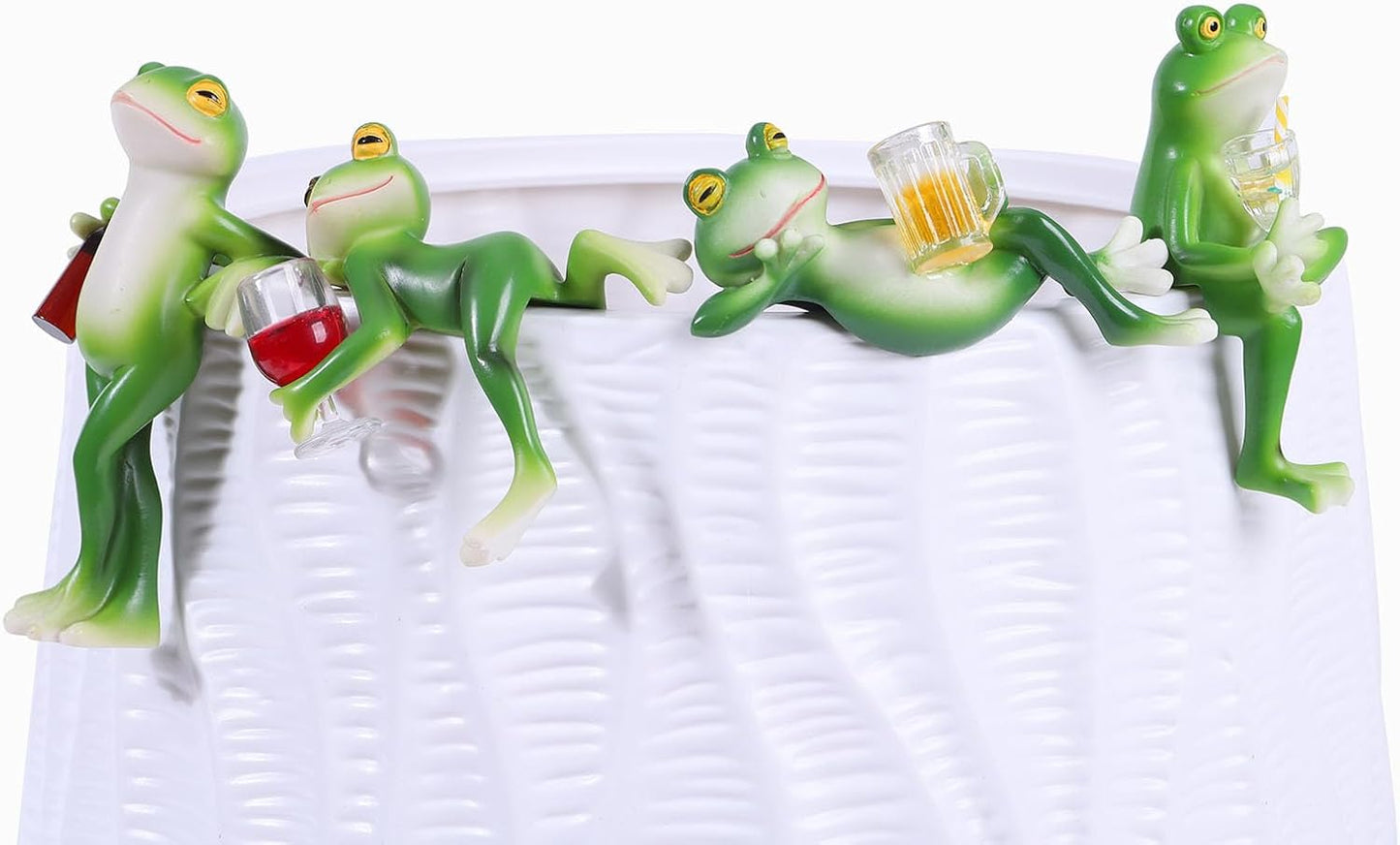 4 PCS Tipsy Frog Statues Pot Hugger Decorations for Plant, Miniature Frog Figurines Women Gifts Garden Decor Outdoor Plant Hangers Decor for Yard,Flower,Lawn Ornament