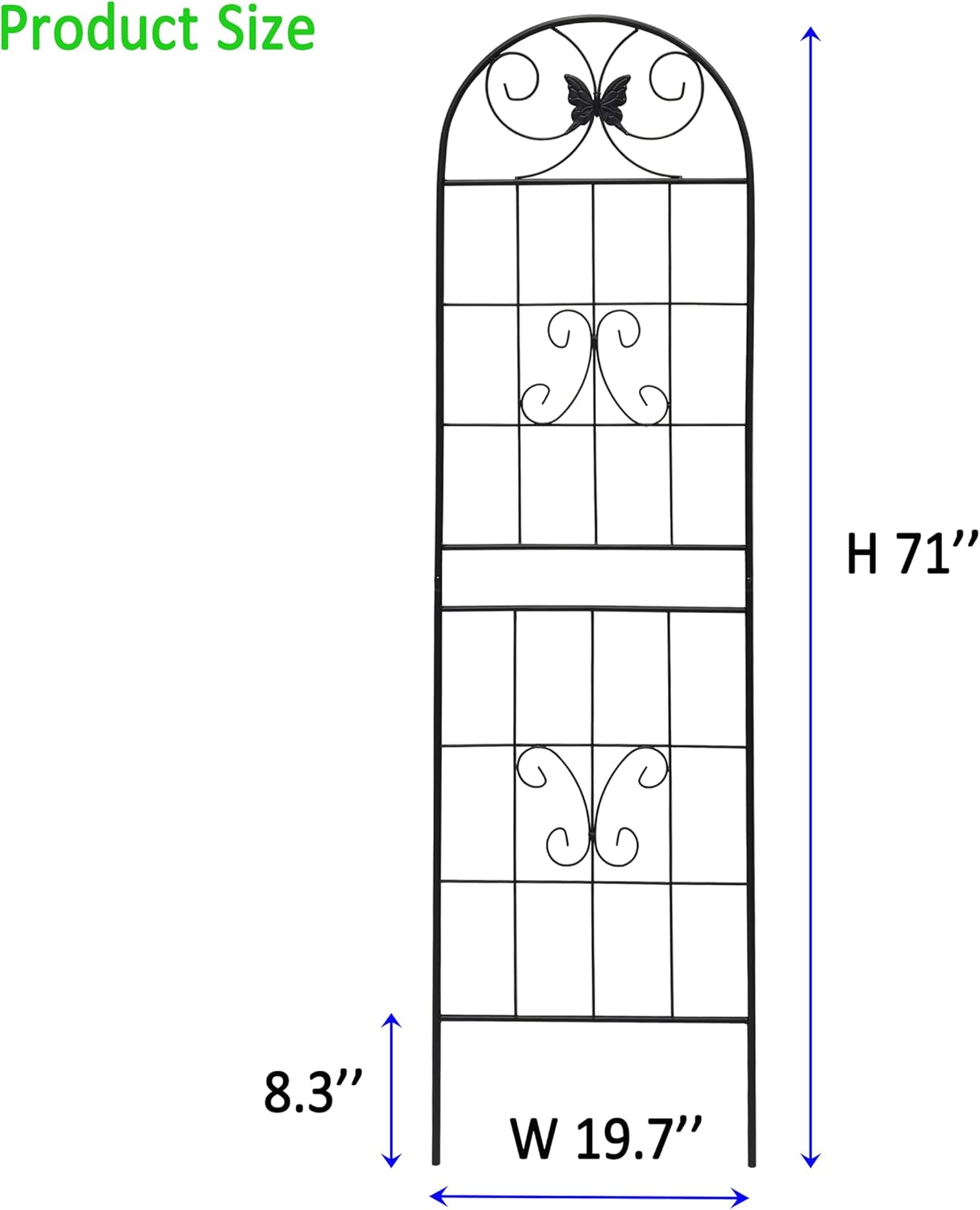 2 Pack Garden Trellises with Black Metal Coating, Trellis for Climbing Plants Outdoor, Roses, Vegetables, Vines, Cucumbers-19.7×71 inches.