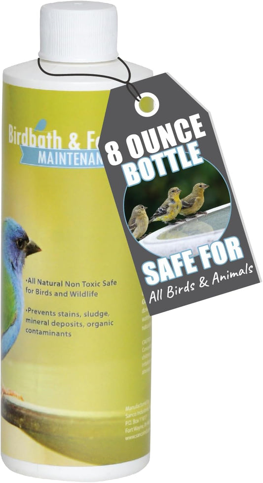 Bird Bath & Fountain Maintenance - (8 Ounces) - Fast-Acting Enzyme-Based Formula Will Extend The Life of Your Water Feature, Aid in Maintaining a Balanced Ecosystem - Safe for All Birds & Animals