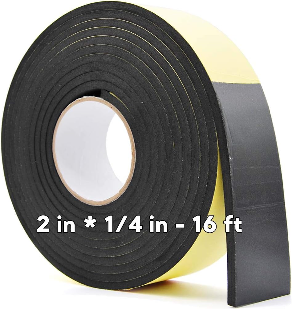 Foam Rubber Seal Strip -2" W x 1/4" T- Adhesive Tape Foam Tape Closed Cell Foam Strip Automotive Weather Stripping