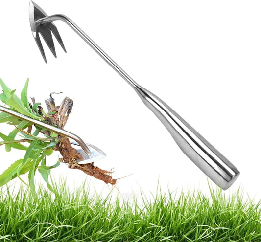 Manual Weed Remover Tool for Lawn and Garden, 2025 New Weeding Artifact Uprooting Weeding Tool,Weed Puller Tool 3 Tooth Manganese Steel for Gardening Backyard Farm (14in)