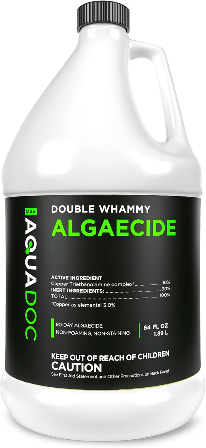 Copper Pool Algaecide for Swimming Pools - 64 oz - 90 Day Algaecide for Inground & Above Ground Pools, Helps Prevent & Remove Green, Mustard, Blue, Black Algae - AquaDoc
