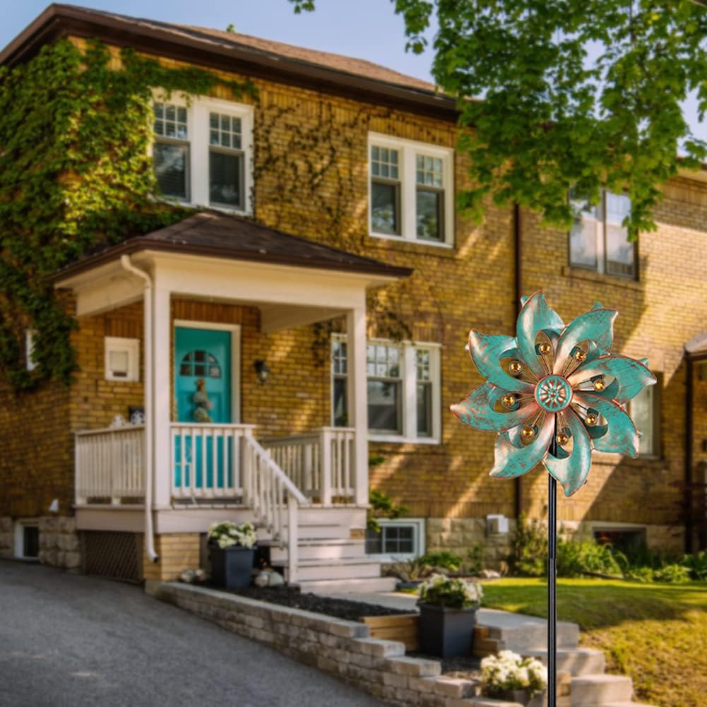 DREAMYSOUL Outdoor Wind Spinner 37 Inch, Metal Garden Wind Sculpture Bronze Wind Spinners for Patio Yard Lawn Decor