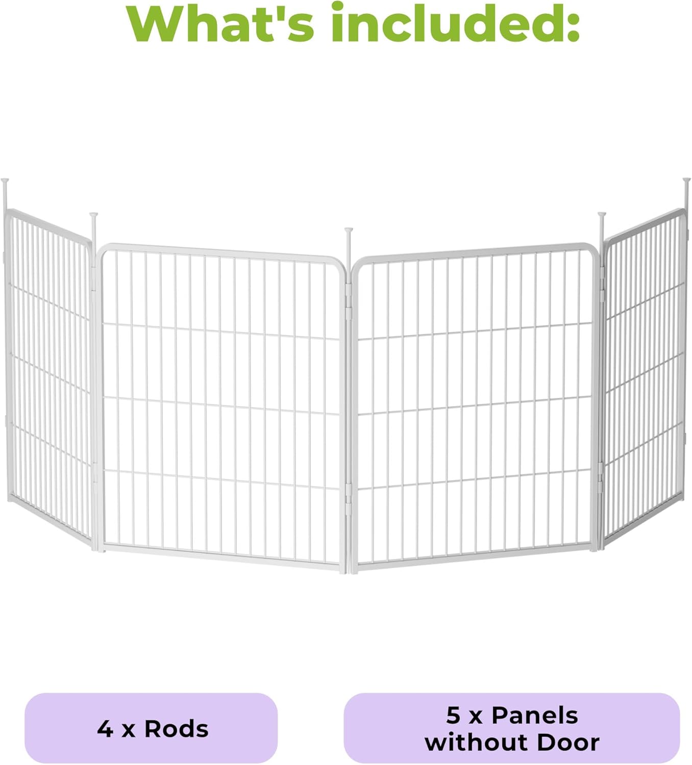 Doorless Garden Fence 32 in(H) x 8.9 ft(L) 4 Panels, Heavy Duty Metal Animal Barrier Fence, No Dig Fence for Dogs, Rabbit Fence for Garden, White