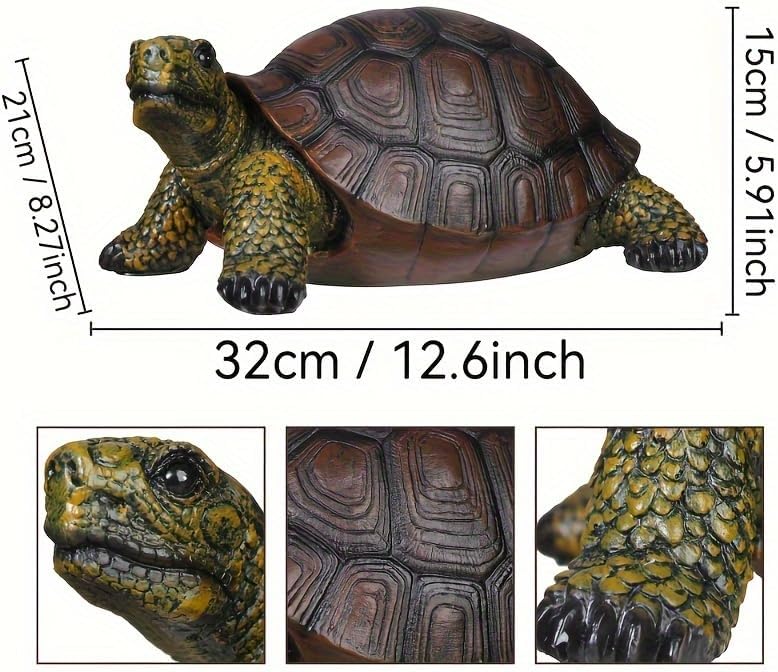 Weather-Resistant Resin Turtle Statue Decoration, Exquisite Handicraft, Artistic Simulation Animal Sculpture, Suitable for Outdoor Gardens, Courtyards, Ponds, Colorful Holiday Decoration Gifts