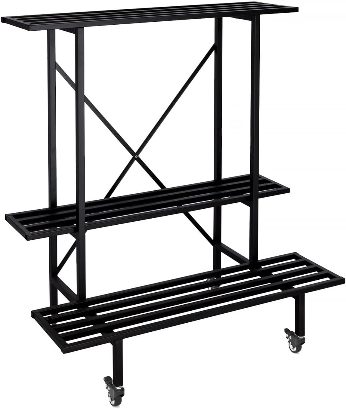 Zhongma 3 Tier Metal Heary Duty Plant Stand with Wheels, 35.43 L x 17.5 W x 38.6H . Space saving Plant Stand