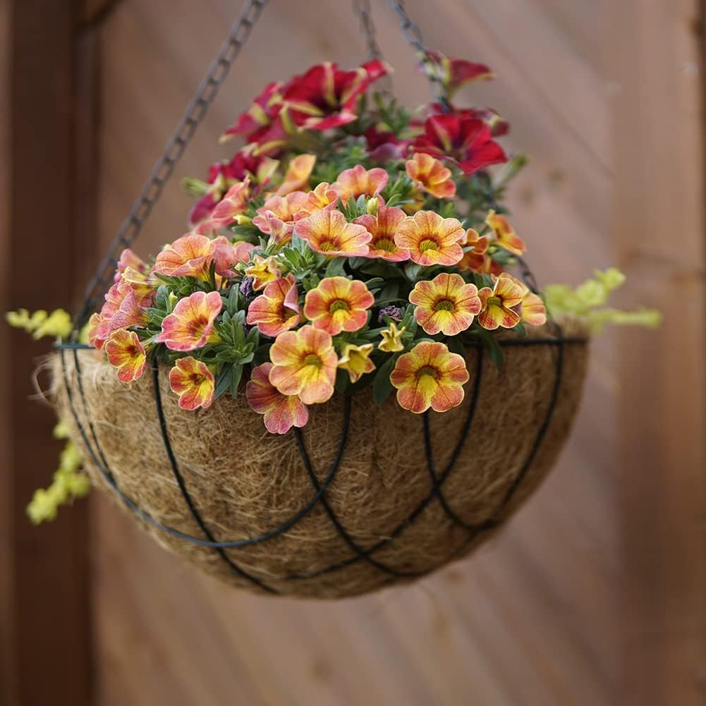 4PCS Coco Liner for Hanging Basket 8 Inch Round 100% Natural Planter Liner Replacement Plant Basket Liners Coco Fiber Liner for Garden Planters Coconut Coir Liner Flower Pot for Hanging Basket