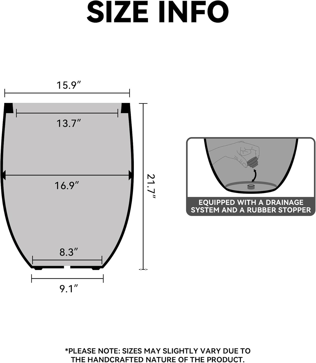 Kante 21.7 Inch Tall Concrete Planter, Large Indoor Outdoor Plant Pot with Drainage, Smooth Weathered Concrete Finish with Warm Brown Interior, Ideal for Porch, Home, Garden, Patio