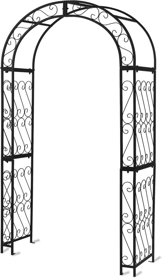 48.8" W x 83.8" H Garden Arch, Black Sturdy Metal Iron Arbor, Courtyard Cast Trellis for Various Climbing Plant, Outdoor European-Style Archway Wedding Ceremony Party