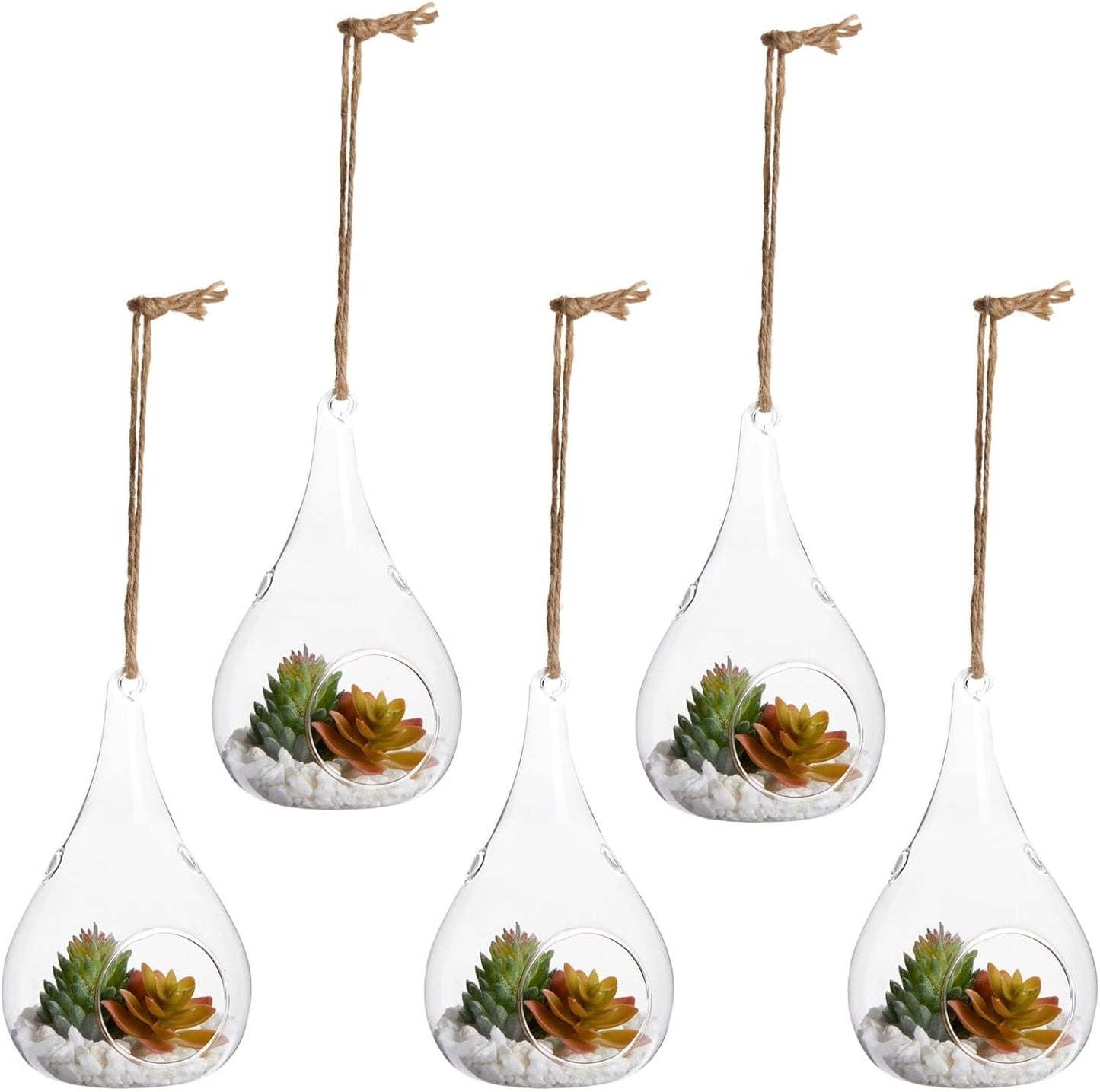 Juvale 5-Pack Hanging Glass Terrarium Containers - Air Plant Holder, Succulent Planter, Tea Light Candle Hangers (3.5x5 in) - Planter Terrariums - Hanging Air Plant Holders