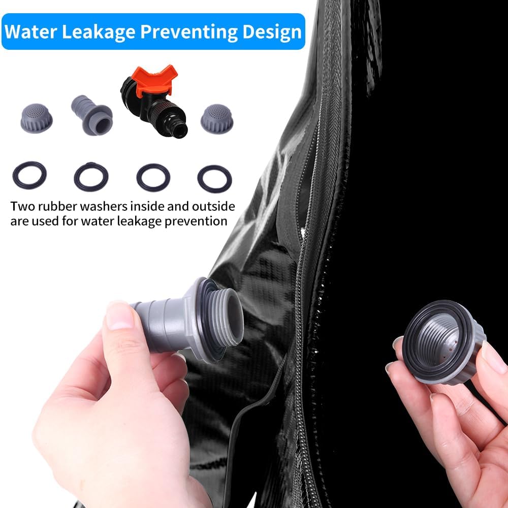 132 Gallon Collapsible Rain Barrel, Portable Rainwater Collection System, Water Storage Tank, Rain Catcher Barrel with Two Spigots and Overflow Kit, Rain Water Barrel Collector for Garden, Black