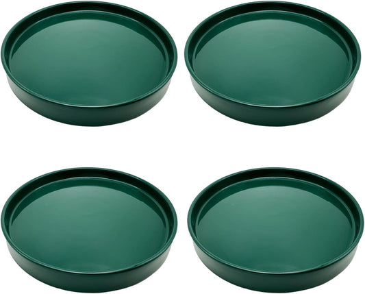 4 Pack Ceramic Plant Saucer Pot Tray 4 Inch, Planter Saucers 4 5 6 7 8 9 10 11 12 13 Inch for Indoors Outdoor, Durable Sturdy Flower Drainage drip Water Tray for Glazed Pots Base ((4.5"/4.1"-Green)