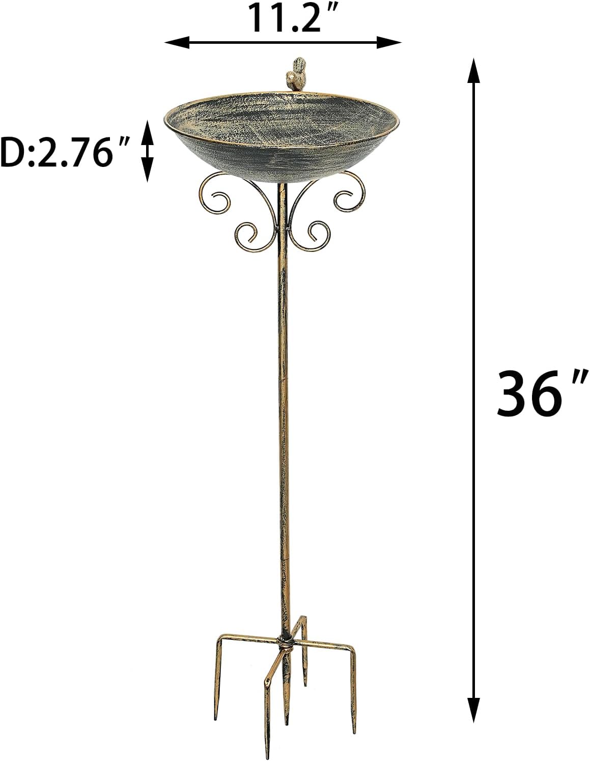 36" H Bird Bath for Outside,Metal Bird Bath,Bird Feeder with Metal Stake Garden Decor