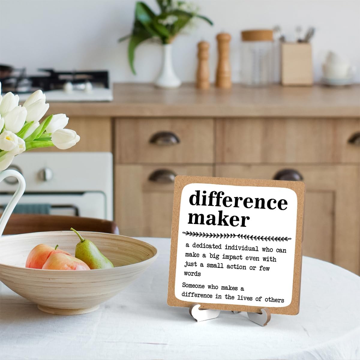 Difference Maker Definition Wood Plaque - Inspirational Office Decor, Retirement & Appreciation Gift with Stand -A01