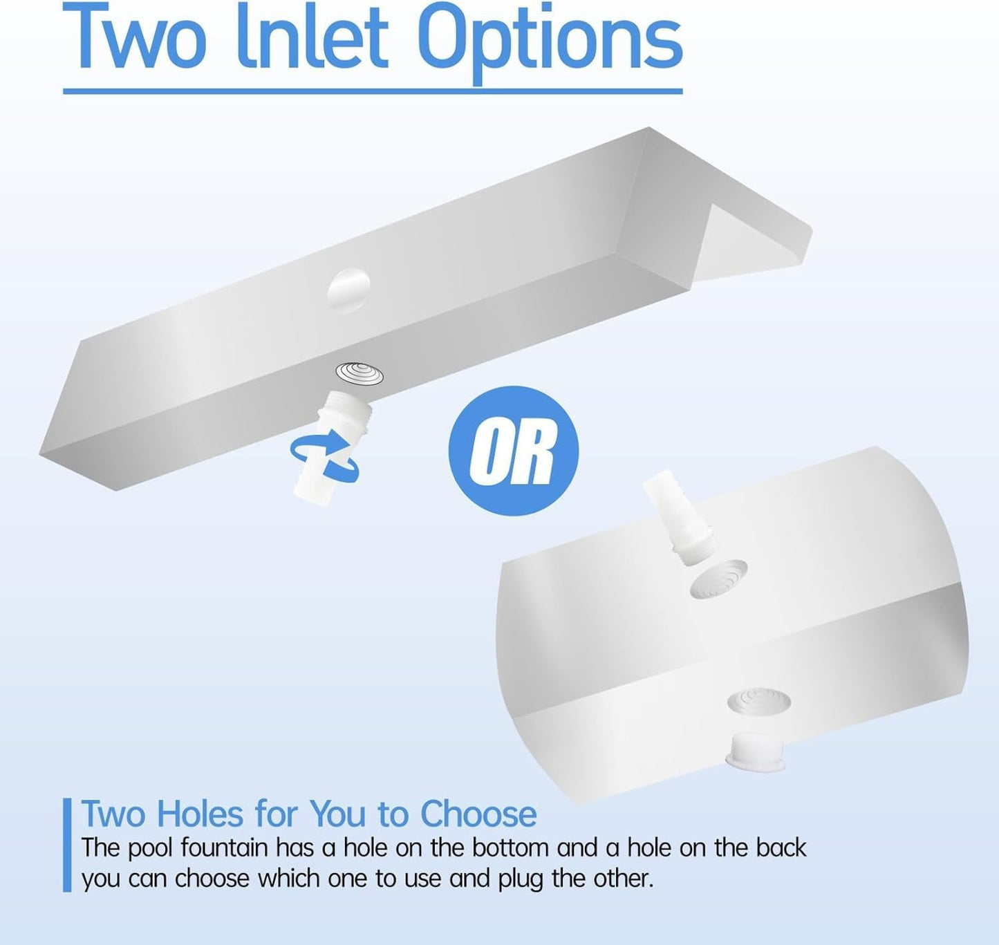 Pool Fountain Stainless Steel Pond Waterfall Spillway Kits for Indoor/Outdoor Decorative, 24 Inches Pool Water Feature for Garden Patio, Backyard Koi Pond Decor(No LED Light)