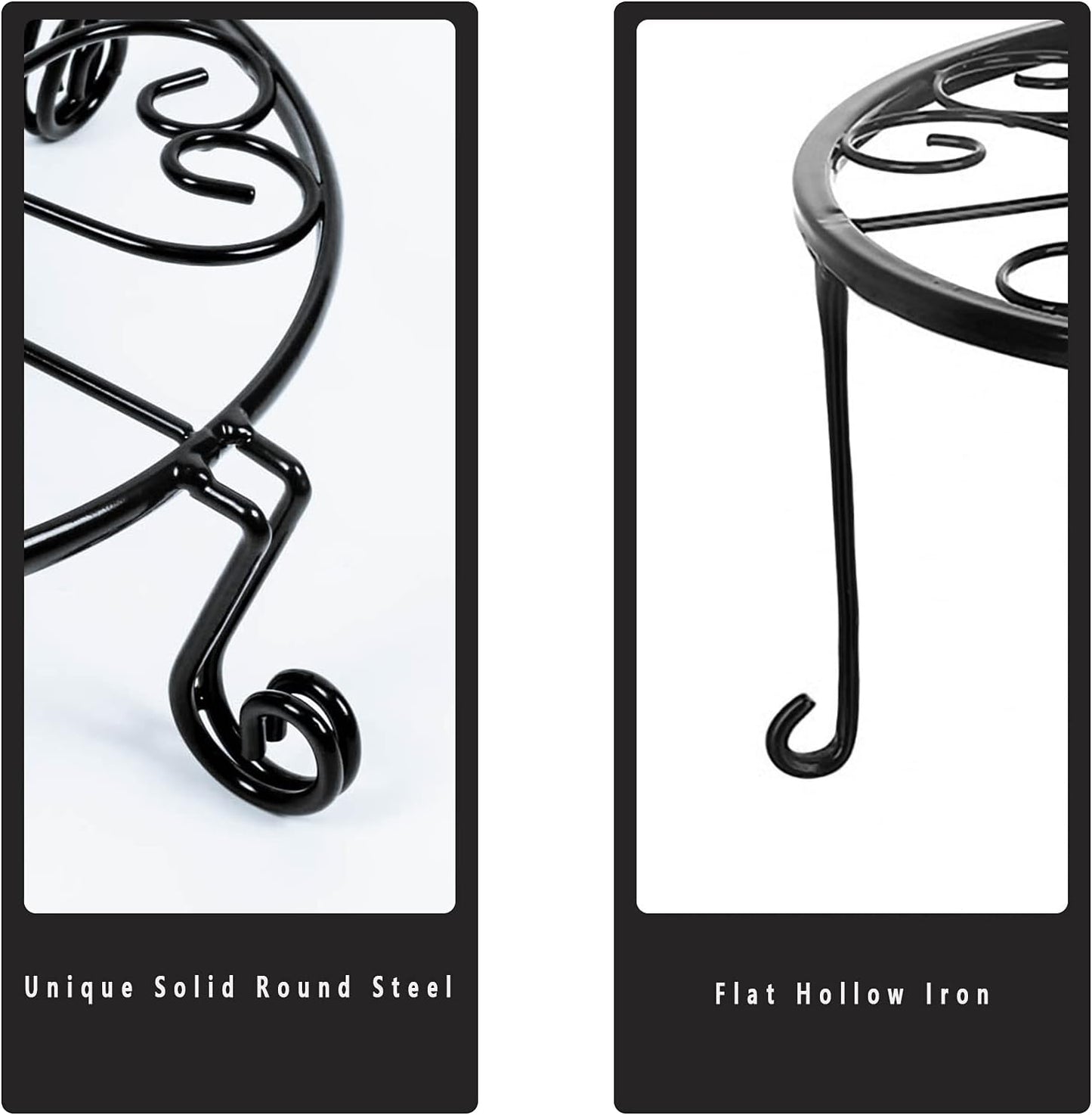 1 pack 10"-12" Metal Plant Stand Outdoor, for Flower Pot Heavy Duty Potted Holder Round Wrought Rustproof Iron Planter Stand, plant Stands Indoor Clearance and Outdoor patio - 10 Inches Black