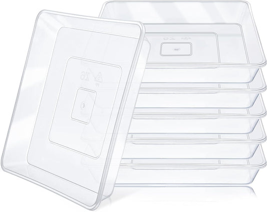 GREANER 6 Inch Square Plant Saucer, 6 PCS Plastic Tray for Indoors, Durable Thick Flower Pot Plant Drip No Holes, Clear Plant Water Catcher Tray for Indoor Outdoor Planter