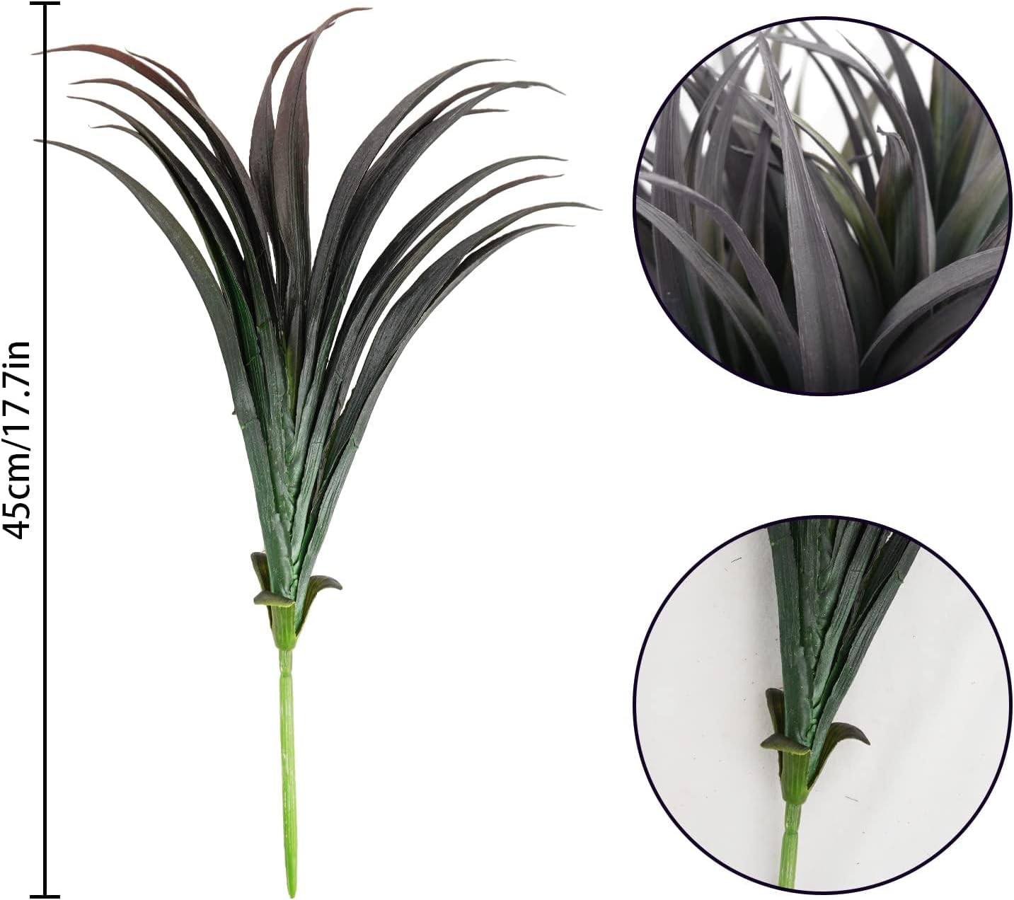 32 Pcs Artificial Grass Fake Plants 17.3in Outdoor Plants UV Resistant Faux Greenery Stems Fake Grass for Home Window Garden Office Patio Pathway Front Porch Halloween Décor Green & Black