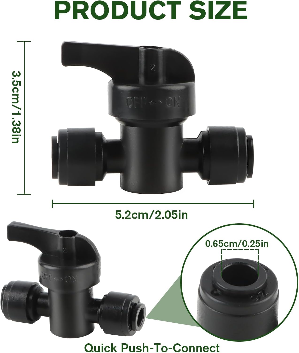 Kalolary 10PCS Quick Connect 1/4" Drip Irrigation Valve, Drip Irrigation Tee Connector for 1/4" Irrigation Tubing 3 Hoses Shut Off Coupling Valve Leak Free Connector Locking Fitting for Water System