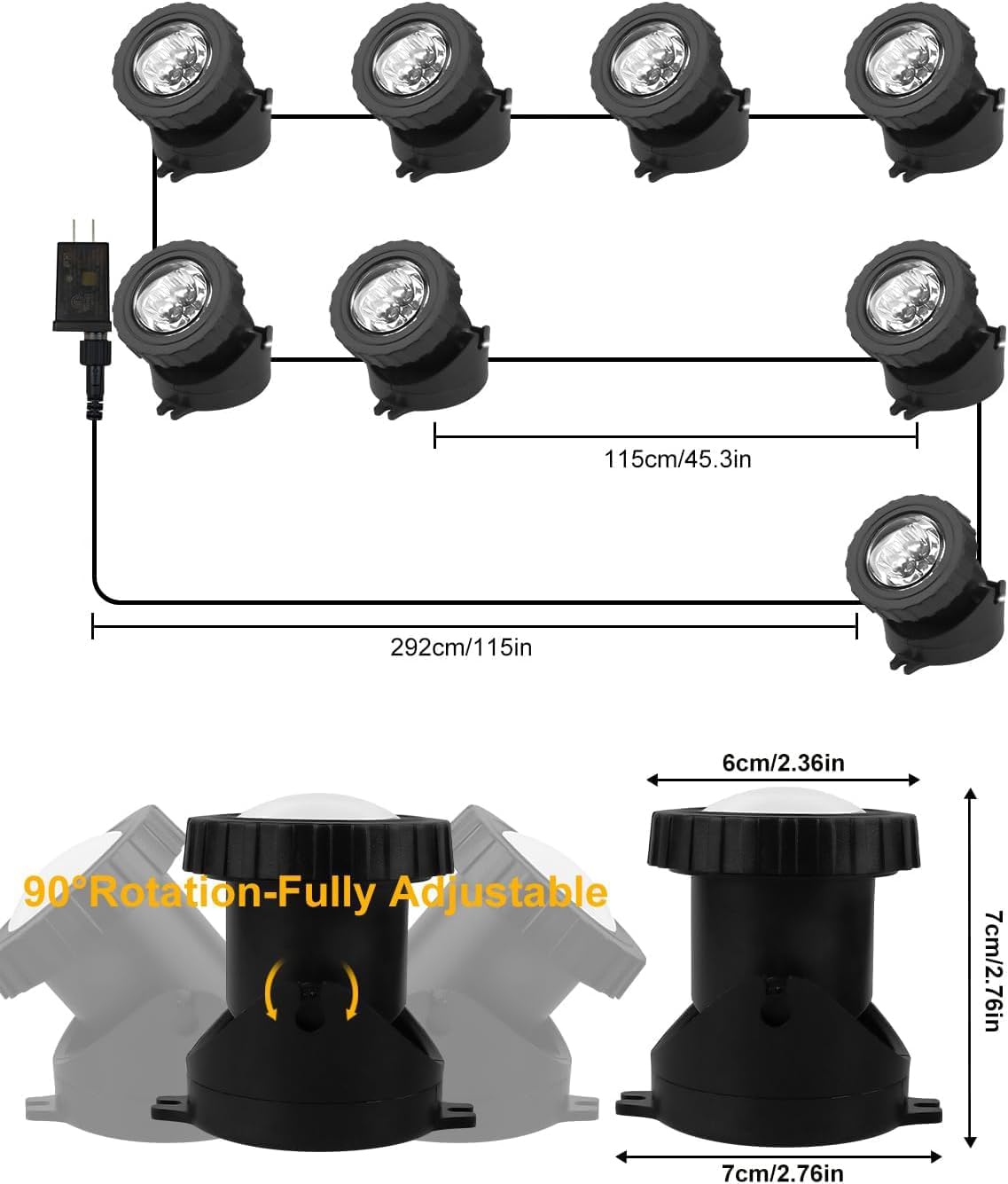 RGB Underwater Pond Lights, Super Bright LED Submersible Fountain Lights Colored Landscape Spotlights, Bluetooth APP Control IP68 Waterproof for Fish Aquarium Tank Yard Garden Pool (Set of 8)