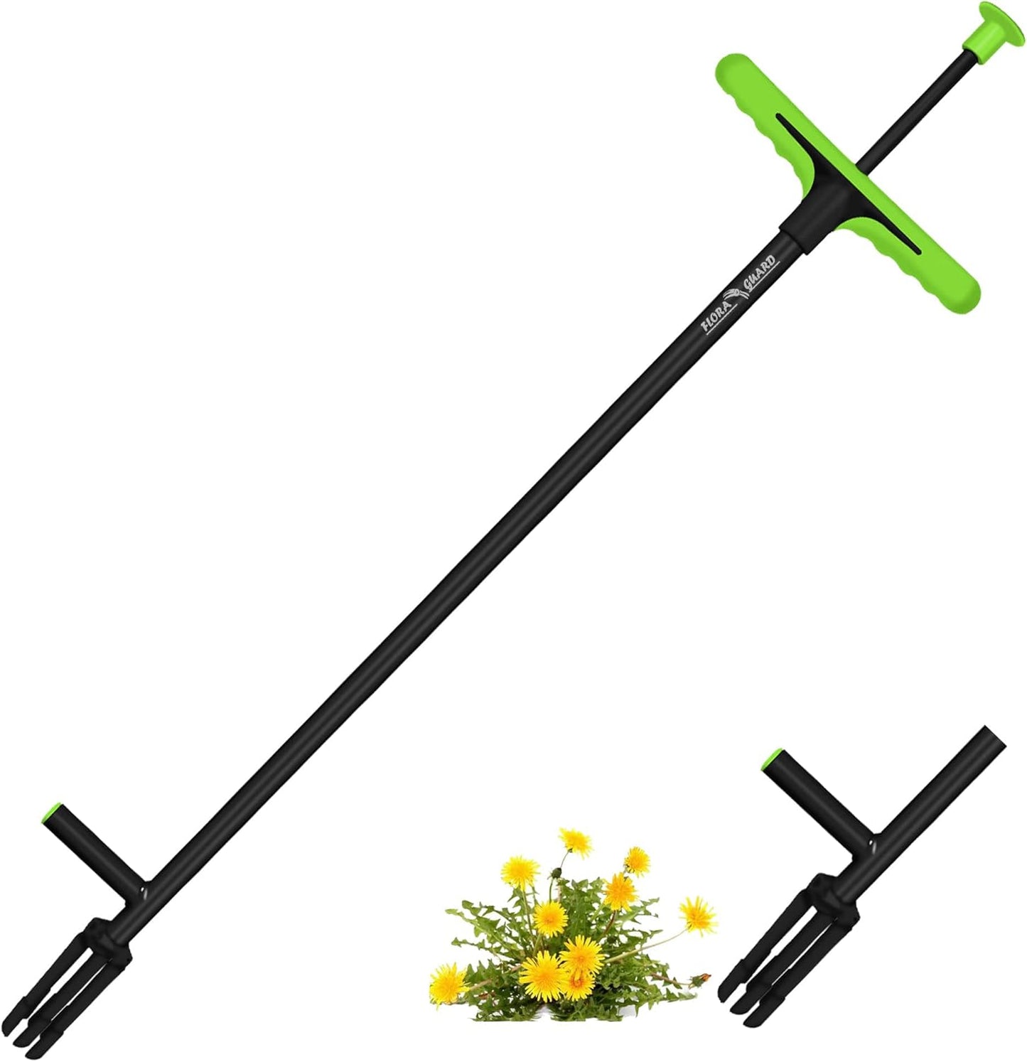 FLORA GUARD Weed Puller, 40" Stand Up Weeder Hand Tool, Long Handle Garden Weeding Tool with 4 Claws, Weed Remover for Lawn, Yard, Garden, Dandelion Picker,Weeder Tool