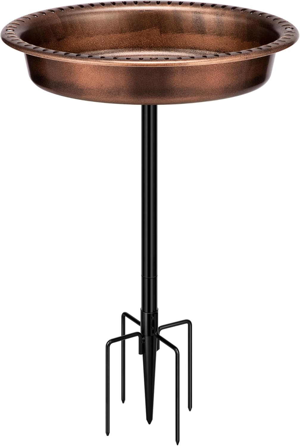 VIVOHOME Oval Polyresin Bird Bath Bowl with Metal Stake, 29 Inch Height Outdoor Freestanding Birdfeeder, Capacity 1.3 Gallons, 5-Pronged Base, Bronze