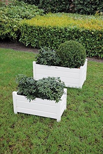 Esschert Design Rectangular Planters, White, Set of 2